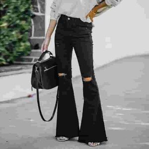 NWT Black Distressed Flared Jeans High Rise